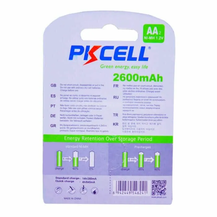 2 STK PKCELL AA batterier NiMH Genopladelige