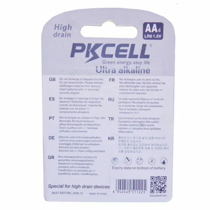 4 STK PKCELL AA batterier alkaline