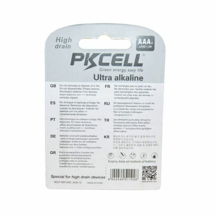 4 STK PKCELL AAA batterier alkaline