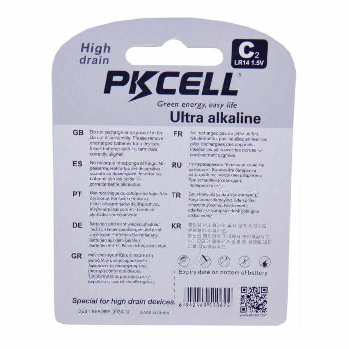 2 STK PKCELL C batterier alkaline
